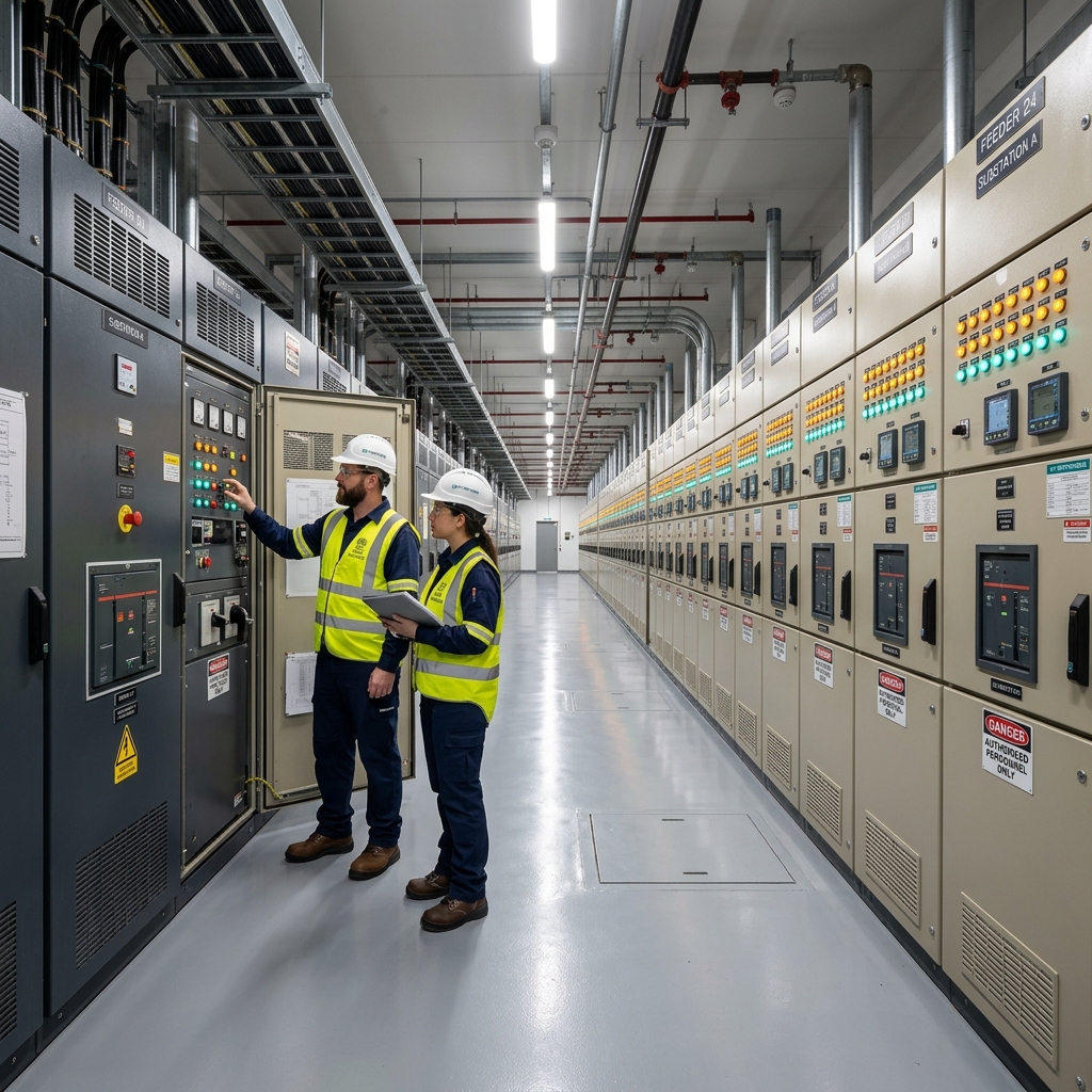 Installed switchgear corridor and distribution boards